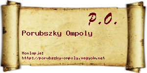 Porubszky Ompoly névjegykártya